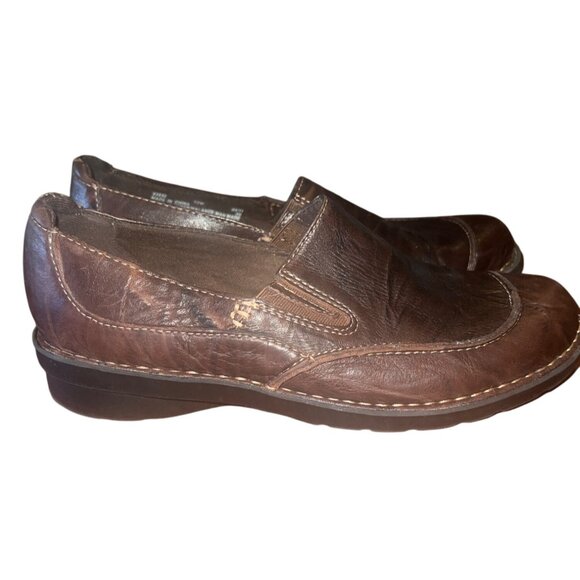 Clarks Bendables Womens Brown Leather Slip-On Loafers Size 7.5W - Picture 1 of 7